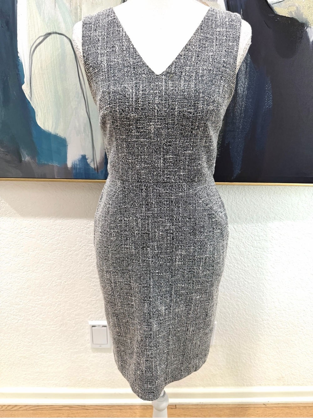 Banana Republic Black & White Tweed Sheath Dress Size 0 professional workwear
